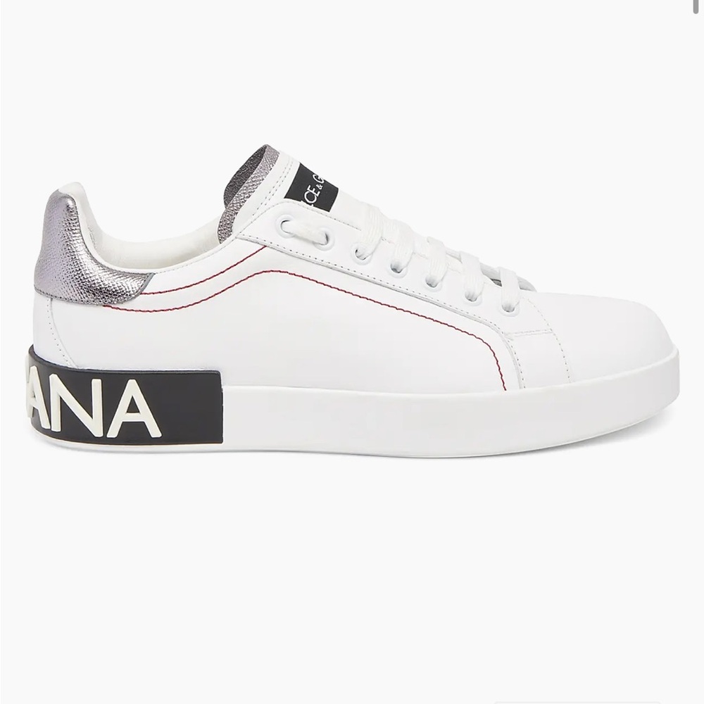 Dolce & Gabbana Women's White and Silver Sneakers